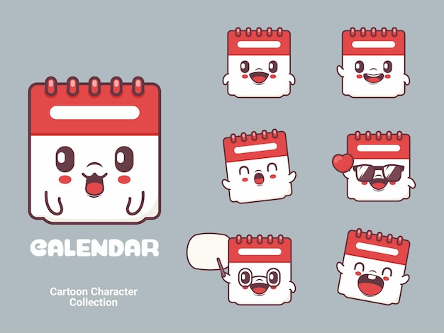 Calendar character cartoon vector illustration