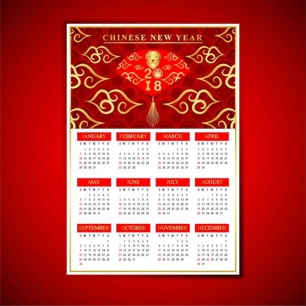 Vector calendar of chinese new year