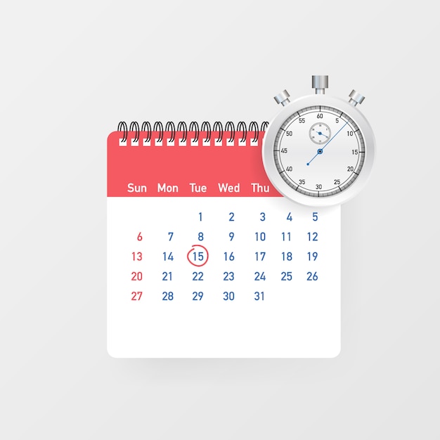 Vector calendar and clock. schedule concepts.