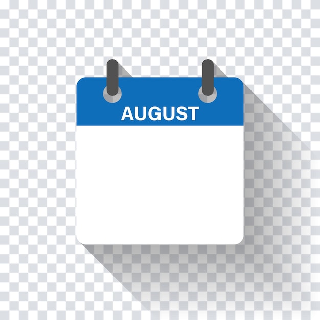 Calendario giornaliero piatto mese di agosto. illustrazione vettoriale isolato. calendario mockup di organizzatore personale in design piatto. vettore di riserva. eps 10