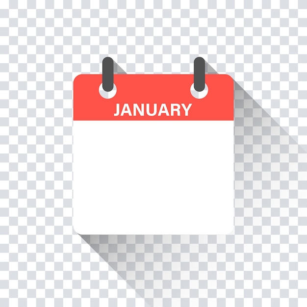 Calendar daily flat January month. Vector isolated illustration.Calendar personal organizer mockup in flat design. Stock vector. EPS 10