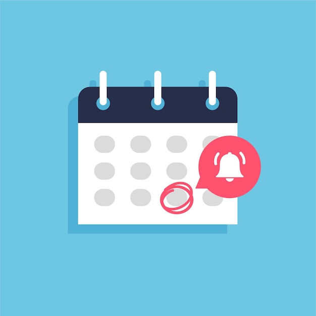 Vector calendar deadline or event reminder notification. highlighted date on it. event or selected date