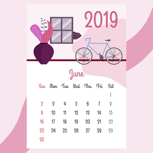 Design del calendario per il 2019. bellissimo design del calendario per il 2019