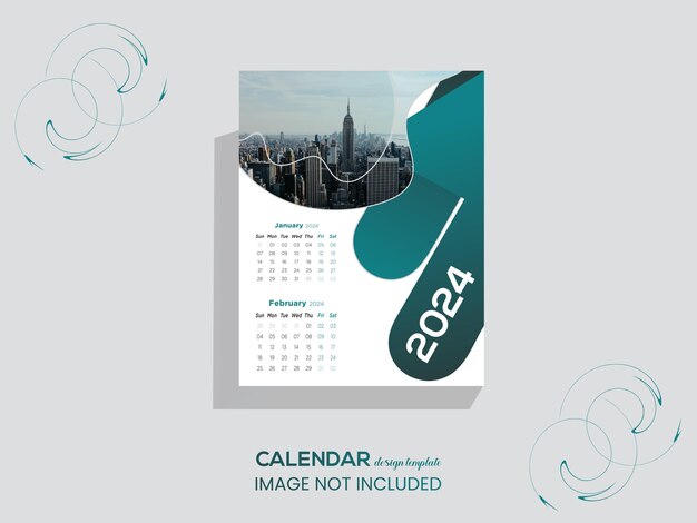 Вектор Дизайн календаря и шаблон 2024 года