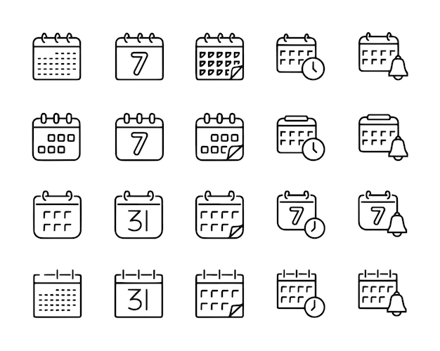 Calendar Editable Stroke Line Icon Set bevat iconen zoals Calendar Appointment Payment Date