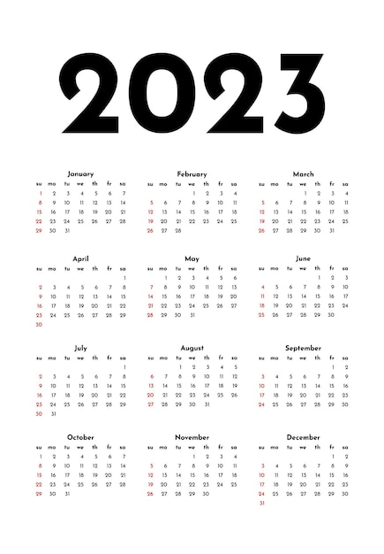 흰색 배경에 고립 된 2023 달력