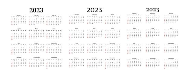 白い背景で隔離2023年のカレンダー