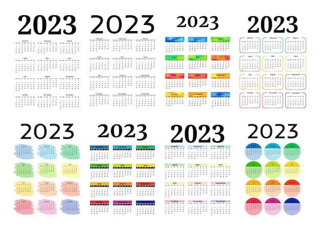 Календарь на 2023 год, изолированные на белом фоне