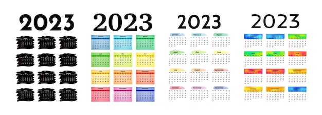 Календарь на 2023 год, изолированные на белом фоне