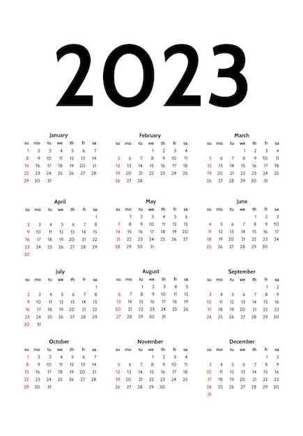 흰색 배경에 고립 된 2023 달력