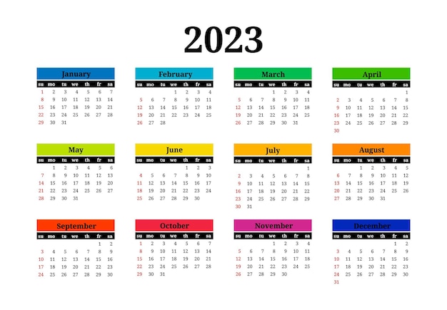 흰색 배경에 고립 된 2023 달력