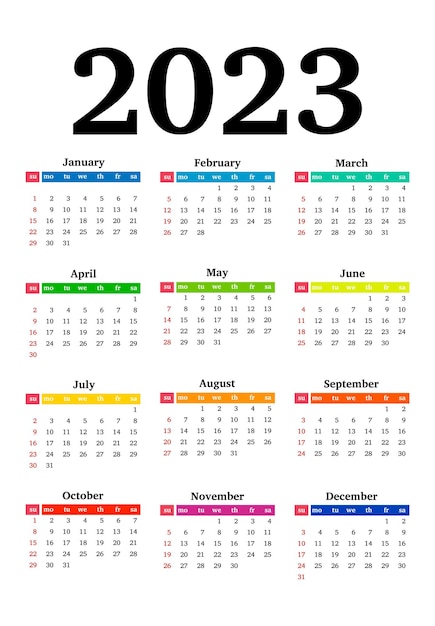 흰색 배경에 고립 된 2023 달력