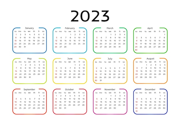 흰색 배경에 고립 된 2023 달력