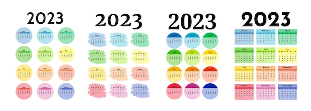 Календарь на 2023 год, изолированные на белом фоне