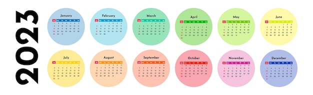 Вектор Календарь на 2023 год, изолированные на белом фоне