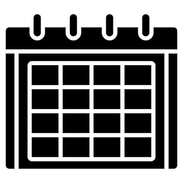 Календарный глиф, черная иллюстрация