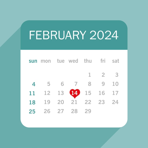Vector calendar happy valentine39s day heart card and poster vector