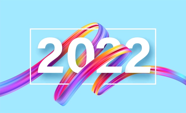 Numero di intestazione del calendario 2022 su sfondo di tratti di pennello colorato colore astratto. felice anno nuovo sfondo colorato 2022. illustrazione vettoriale eps10