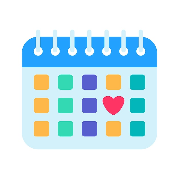 Calendar Heart Mark Birthday Color Stroke Icon