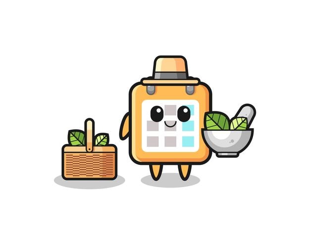 Calendar herbalist cute cartoon