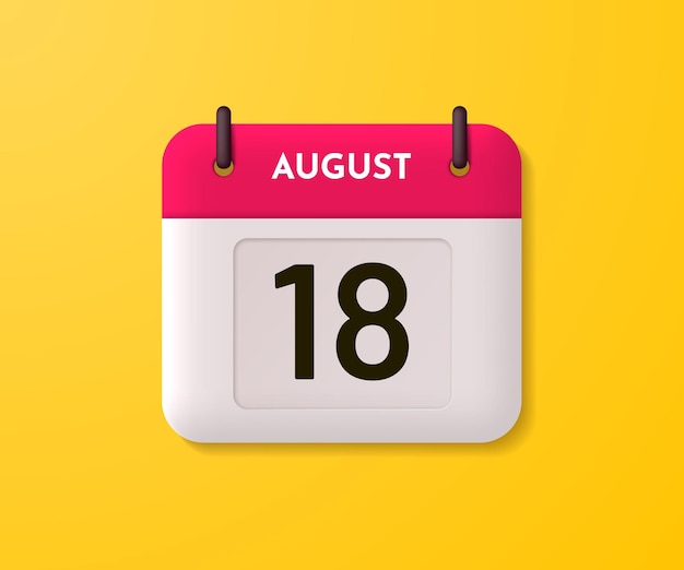 Vector calendar icon in 3d style isolated on yellow background.