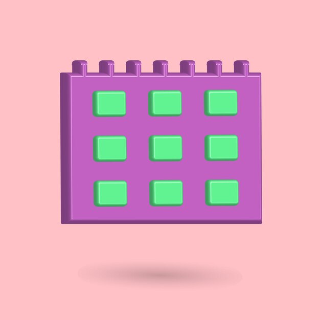 calendar icon cartoon illustration, purple and green colors best for your property images