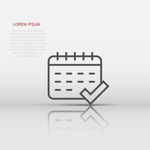 Икона календаря в плоском стиле векторная иллюстрация повестки дня на белом изолированном фоне бизнес-концепция планировщика расписания