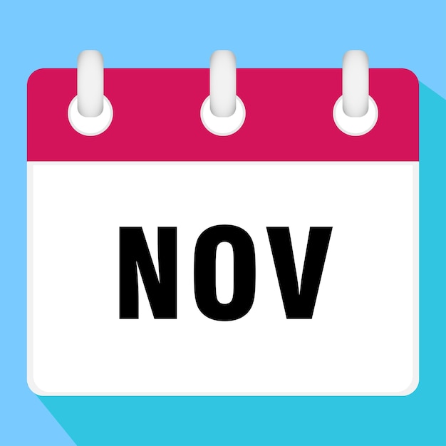 Calendar icon for November. Vector illustration.