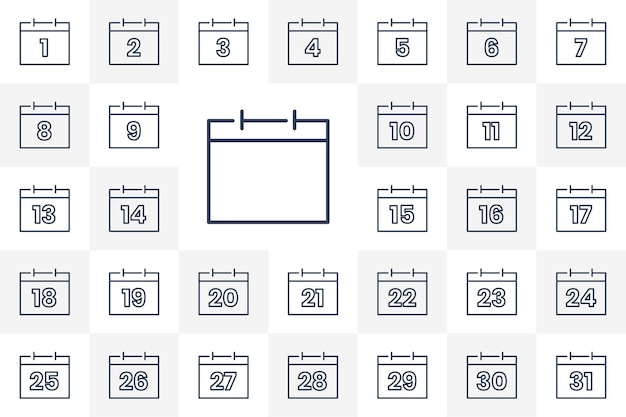 Calendar Icon Set Date Icon for Appointment line icon set Vector Illustration