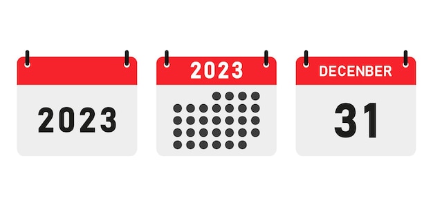 Vettore icona calendario. 2023 anno. calendario rosso isolato su sfondo bianco. eps 10.