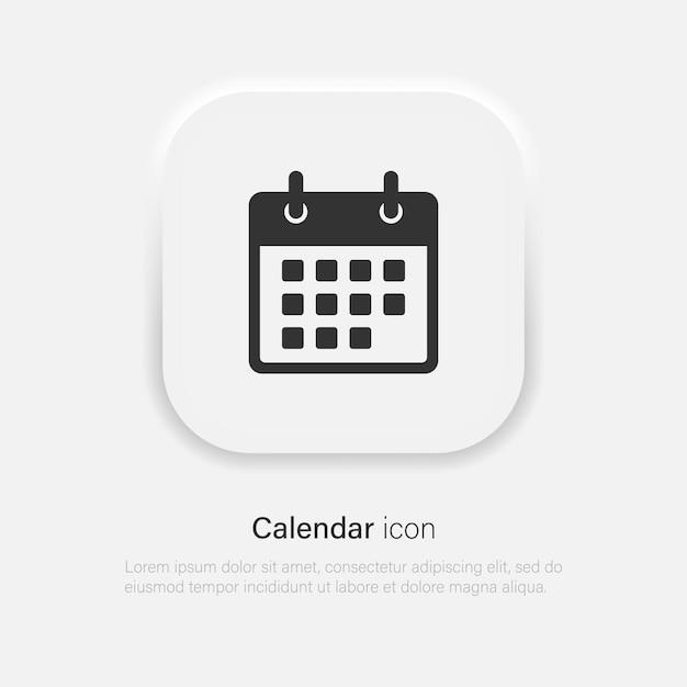 Vettore icona calendario calendario data giorno della settimana simbolo in stile neumorfismo alla moda vector eps 10