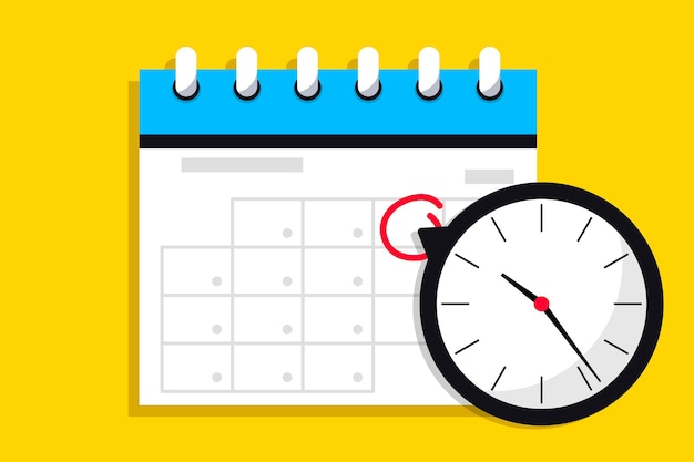 Calendar icon with clock Icon notice message with clock agenda symbol with selected important day