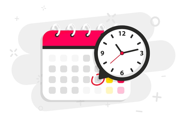 Calendar icon with clock icon notice message with clock agenda symbol with selected important day