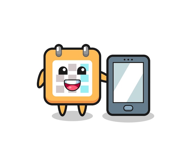 Calendar illustration cartoon holding a smartphone