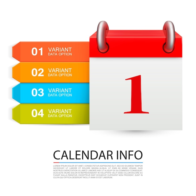Vettore informazioni sul calendario un giorno sullo sfondo bianco. illustrazione vettoriale