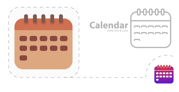 Illustrazione piatta isolata del calendario icona della linea del calendario