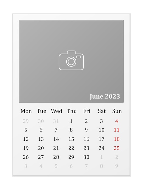 Vector calendar june 2023