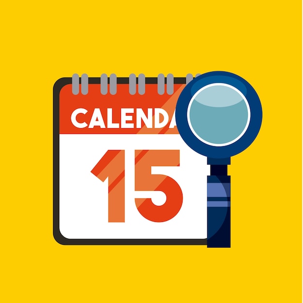 Icone calendario e lente di ingrandimento