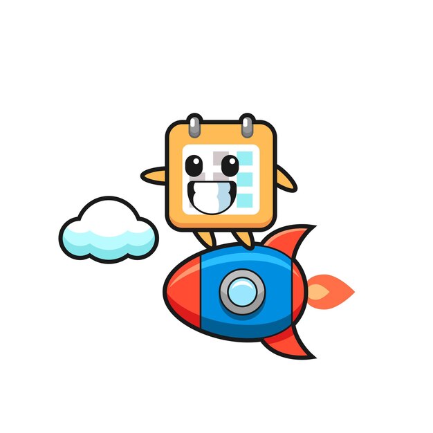 Calendar mascot character riding a rocket , cute style design for t shirt, sticker, logo element