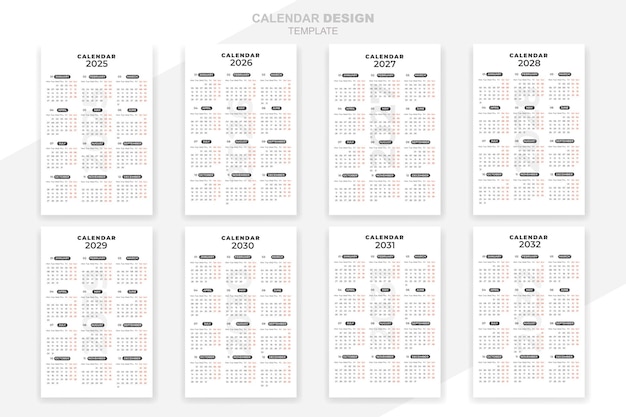 Calendar for the new year print ready calendar 2025 2032 template