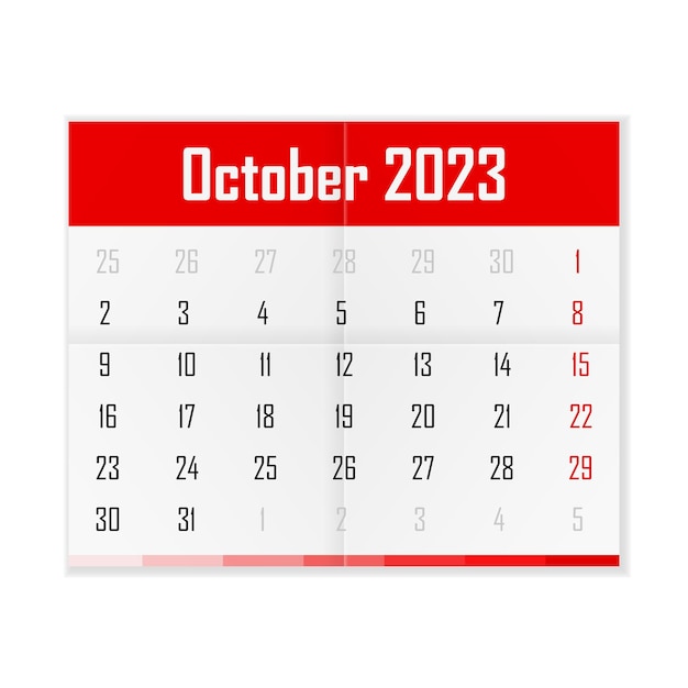 Calendario ottobre 2023