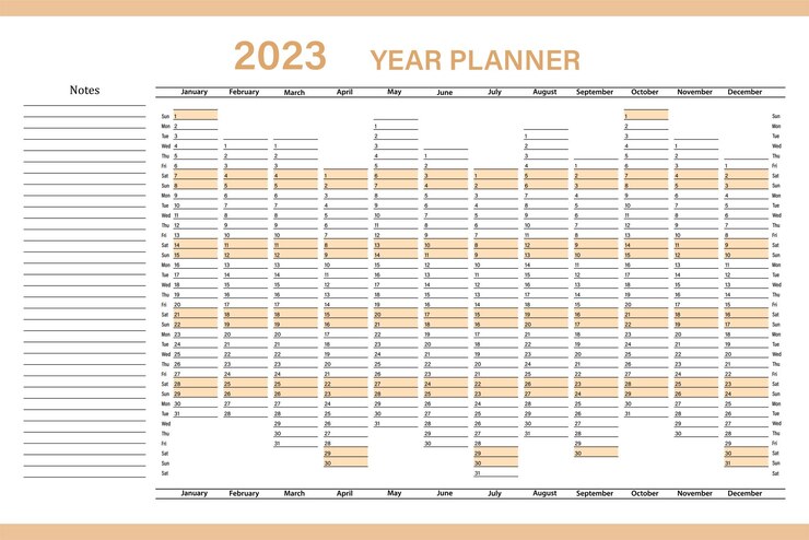 Vector calendar planner for 2023. vector template