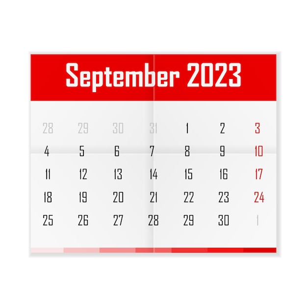 Vector calendar september 2023