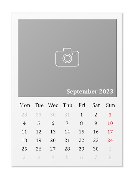 Vector calendar september 2023