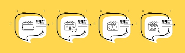 カレンダー セット アイコン 曜日リマインダー重要な日月年タイマー検索記念日時間厳守コンセプト アイコンと 4 つのステップを持つインフォ グラフィック タイムライン ビジネスのベクトル線アイコン