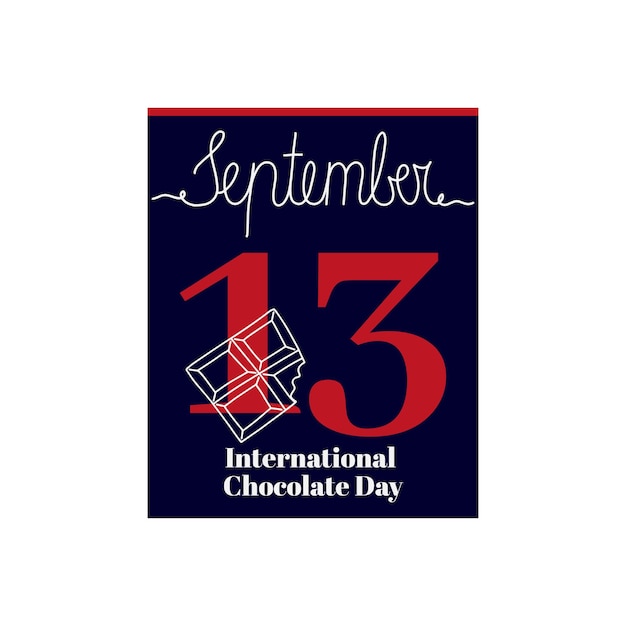 9월 13일 국제 초콜릿의 날을 주제로 한 달력 시트 벡터 그림