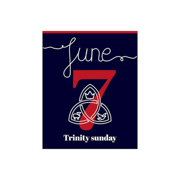 6 月 7 日の三位一体の日曜日をテーマにしたカレンダー シート ベクトル イラスト