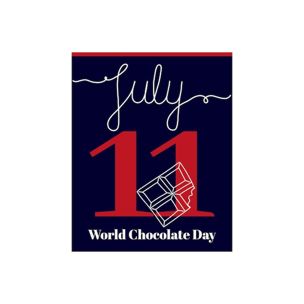 Foglio di calendario illustrazione vettoriale sul tema della giornata mondiale del cioccolato in argentina l'11 luglio