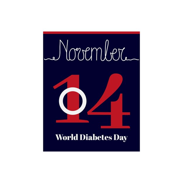 Calendar sheet vector illustration on the theme of world diabetes day on november 14