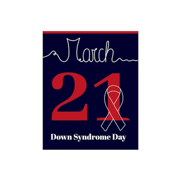 Vector calendar sheet, vector illustration on the theme of world down syndrome day on march 21th.